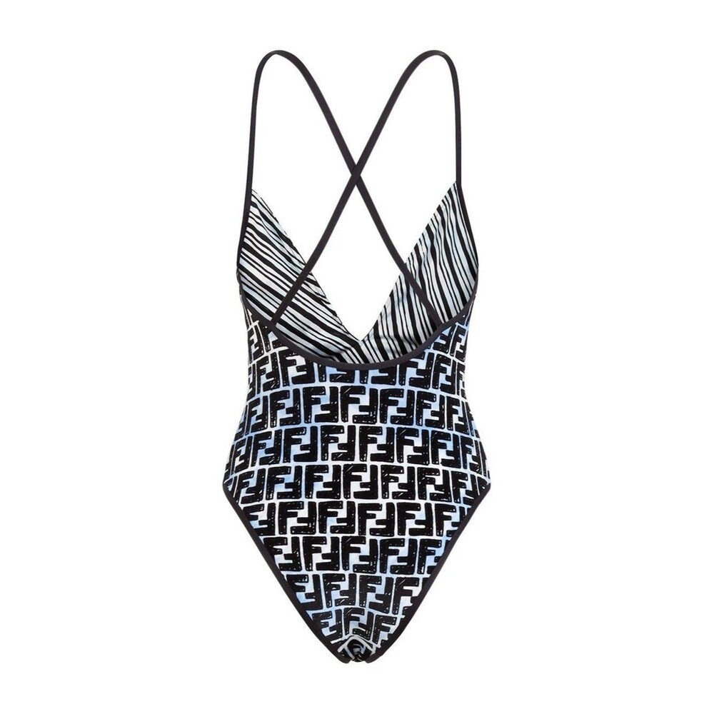 NWT Fendi X Joshua Vides Ff Print Swimsuit In Blue Womens Large One Piece Bikini - Picture 2 of 7